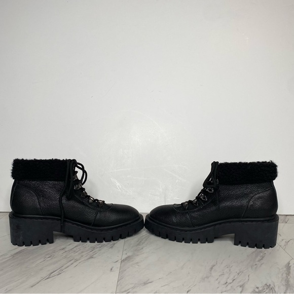 New! Kelsi Dagger Brooklyn Faux Fur Lace Up Black Boot 8 - Picture 5 of 14